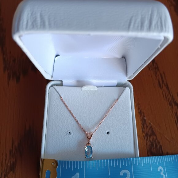 Le Vian® Pendant Necklace 3/8ct. tw. Ocean Blue Topaz in Strawberry Gold® - Picture 3 of 4